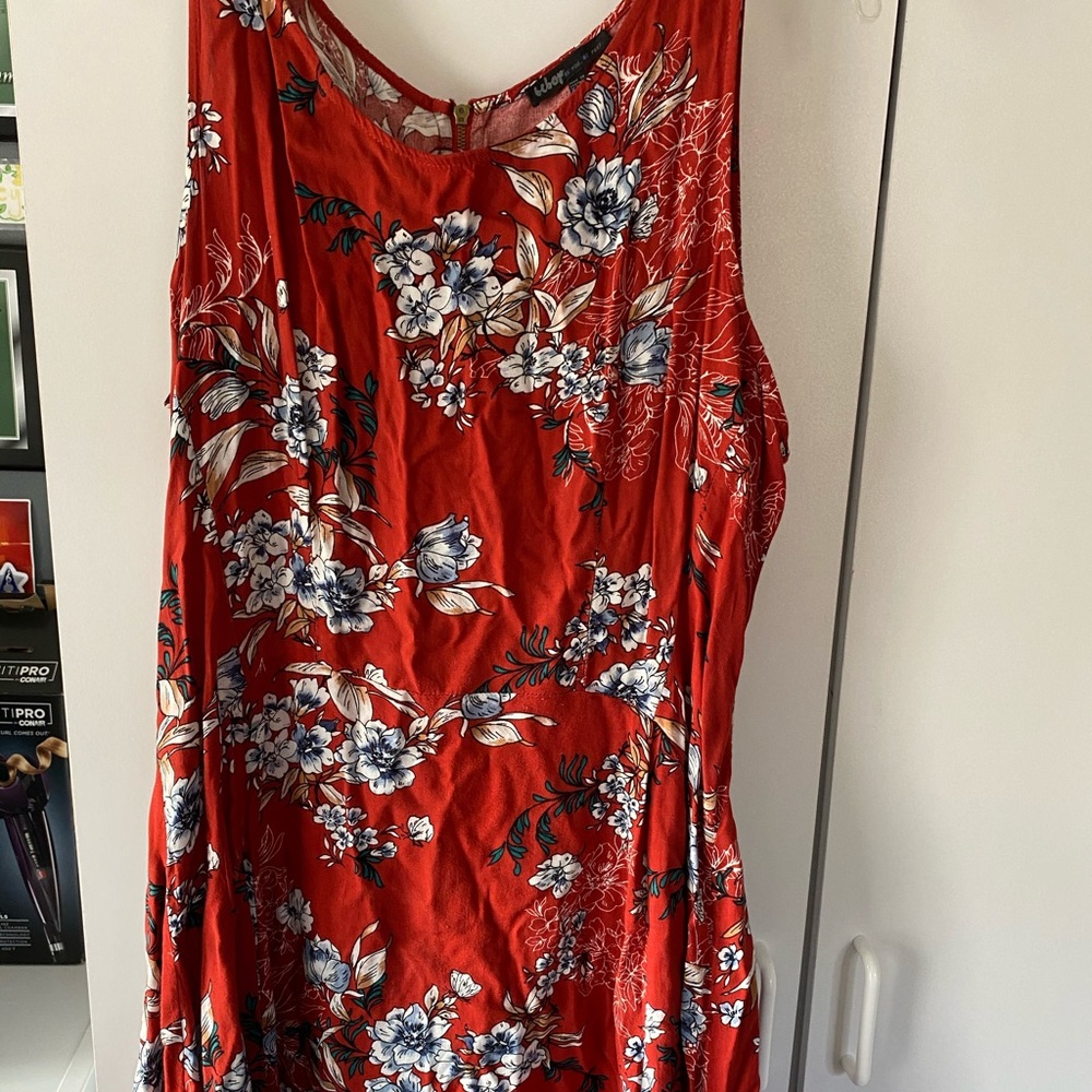 red floral dress